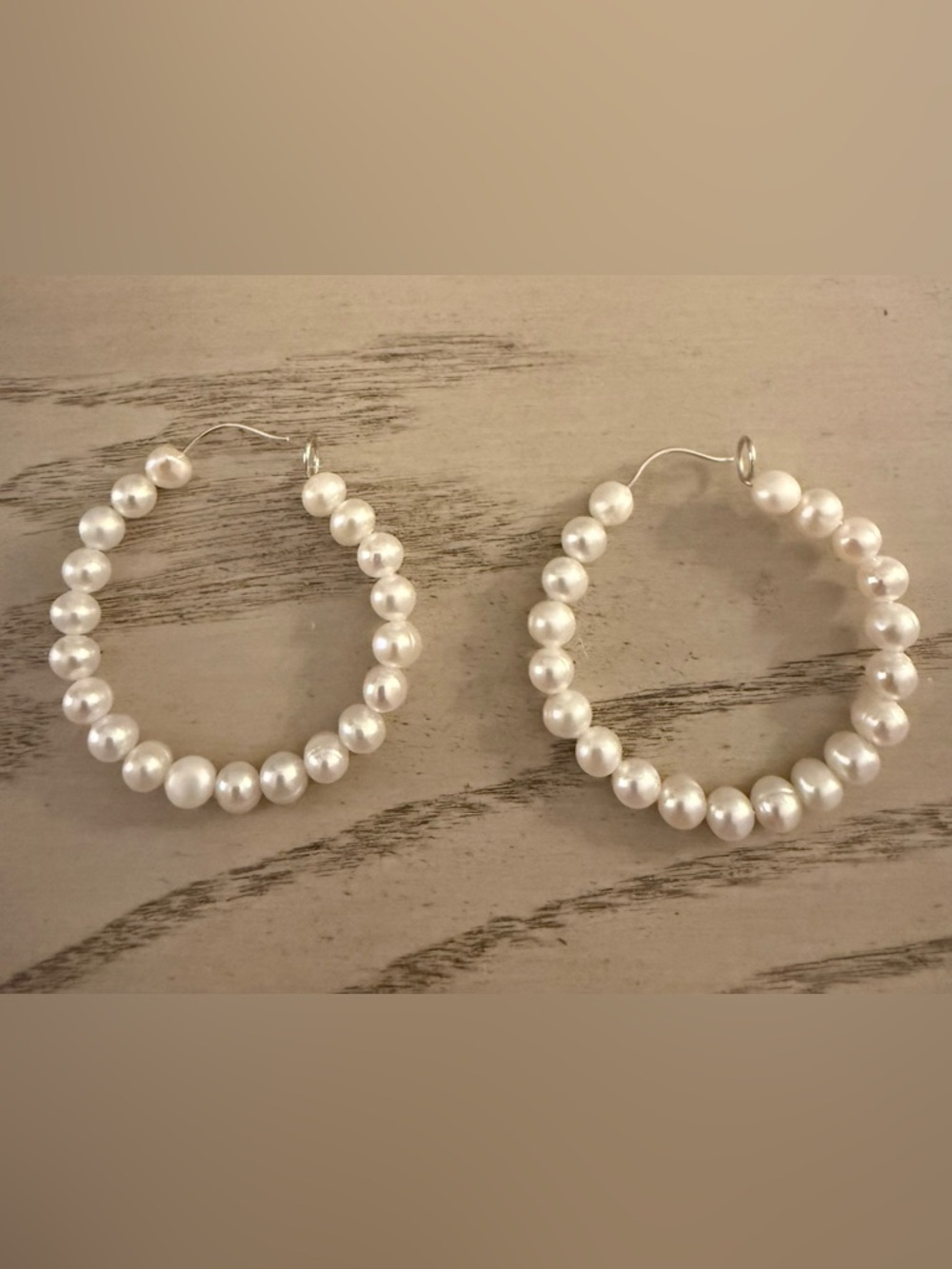 Fresh Water Pearl 2 inch Hoop Earrings